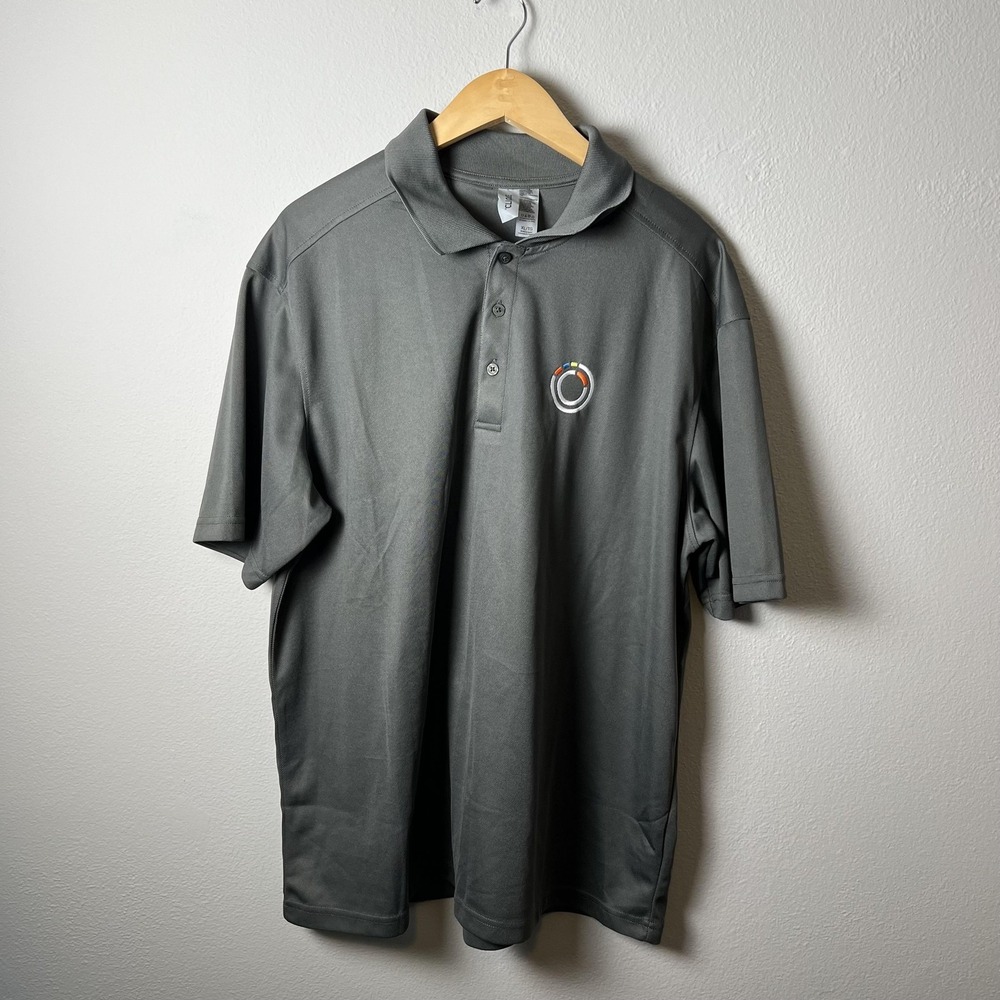 Clique Polo Shirt Mens XL Gray Performance Embroidered Logo Short‎ Sleeve Golf